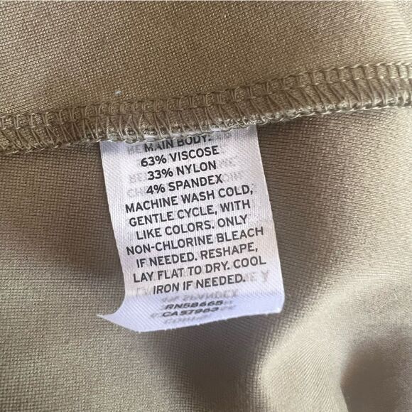 Nordstrom Zip Front Sleeveless Ponte A-Line Dress in Olive Extract Medium NEW - Picture 10 of 10